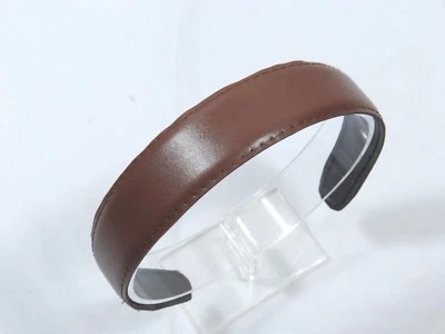 Classic Faux leather headband 1 1/8 inches wide Brown topstitch smooth ouchless - Image 1 of 2