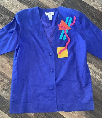 PS ILLUSTRATIONS Women's Blazer Top size M Long Sleeve Abstract - Image 1 of 4