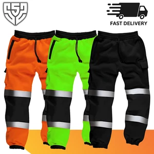 SSS® Utility Work Trousers Hi Viz Jogging Bottoms Safety Fleece Joggers Pants - Picture 1 of 29