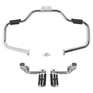 Mustache Engine Guard Crash Bar Footpegs Fit For Harley Softail Fatboy 2000-2017 - Picture 1 of 12