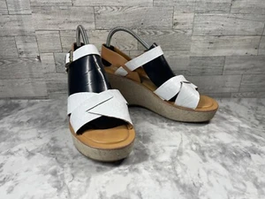 Kork-Ease Sandals Women 11M Ava Shoes White Brown Leather Wedge Straps Slingback - Picture 1 of 21