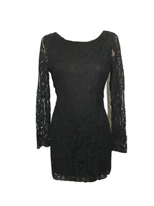 Fire Los Angeles Damen kleines schwarzes 3/4 Ärmel Spitze tailliert Etuikleid  - Bild 1 von 3