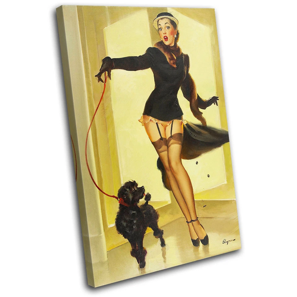 Vintage Girl Retro Pin-ups SINGLE Leinwand Wand Kunst Bild drucken - Bild 1 von 1