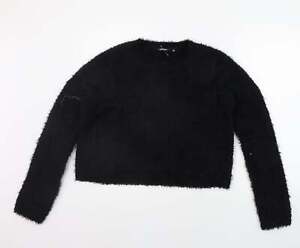 Golddigga Womens Black Crew Neck Acrylic Pullover Jumper Size 16