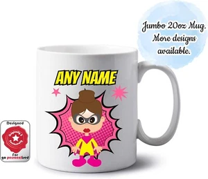 Personalisierter Jumbo 20oz Superheld Becher Comic Name Tasse Mädchen Mama Neuheit Geschenkidee - Bild 1 von 28