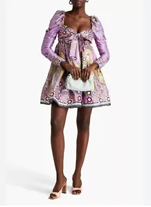 RARE Zimmermann Purple Silk Mini Cocktail Dress Long Ruched Sleeves Size OP/6AU - Picture 1 of 13