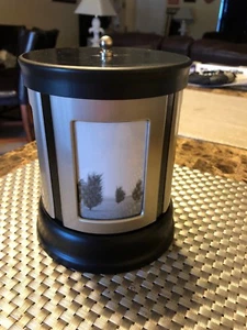 Photo Box Storage Wood Picture Round Black - Picture 1 of 9