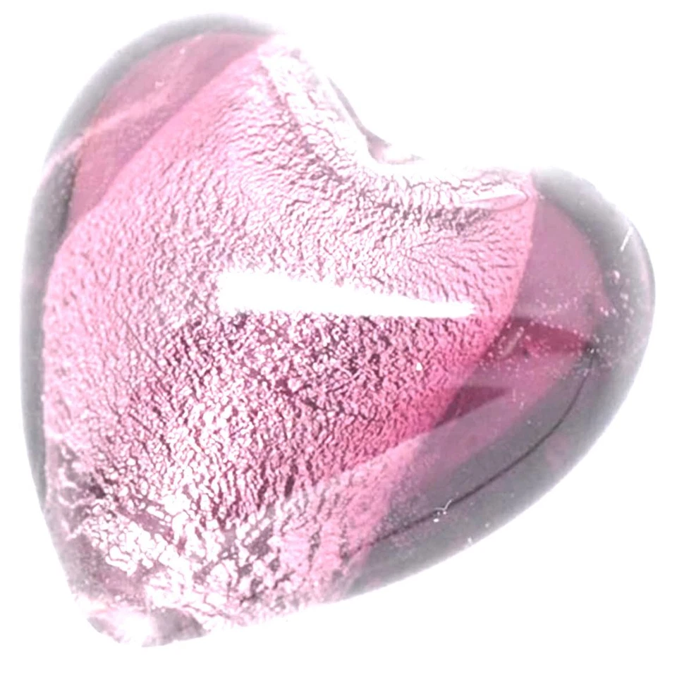 10 Glass Silver Foil 20mm Hearts Beads - PALE PURPLE - Image 1 of 1