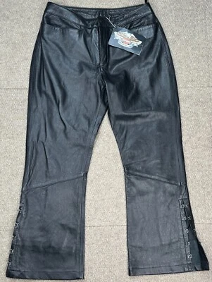 Pantalones de moto Harley Davidson edición limitada de colección para mujer de cuero negro talla 6 Foto 1 de 4