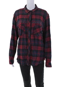 Rails Womens Plaid Studded Button Down Rex Shirt Red Blue Cotton Size Medium - Picture 1 of 8