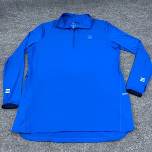 Veil Garments Top Damen 2XL blau Glitzer Performance Daumenlochärmel halber Reißverschluss - Bild 1 von 7