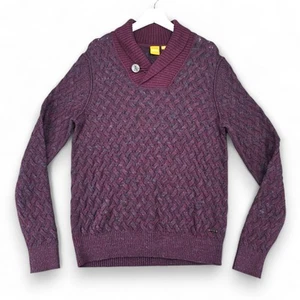 BOSS Hugo Boss Shawl Collar Pullover Knit Sweater Alpaca Blend Maroon Mens L - Picture 1 of 12