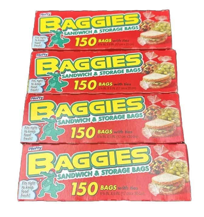 4 cajas de bolsas pesadas: bolsas de almacenamiento y sándwiches con lazos giratorios, 150 unidades cada una nuevas Foto 1 de 1