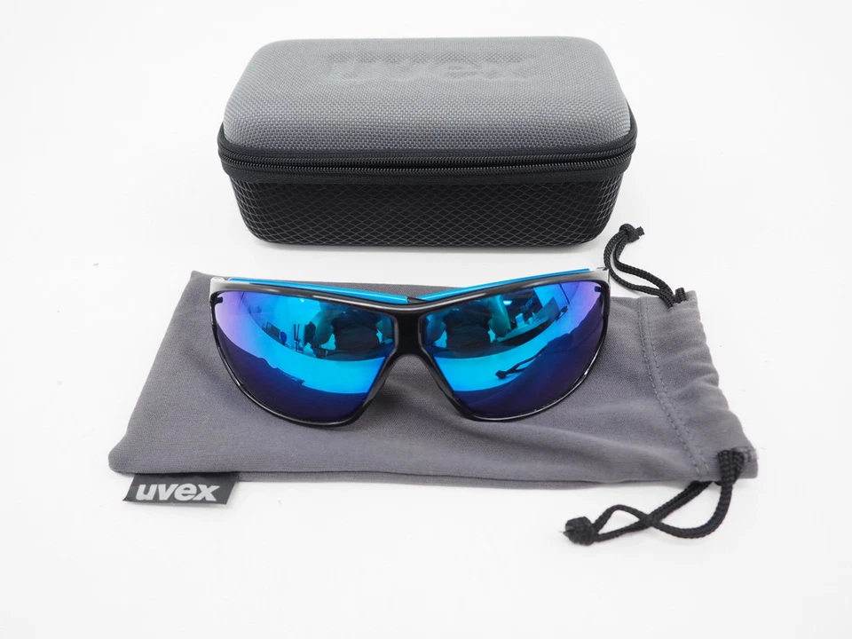 Gafas de sol de ciclismo Uvex Sportstyle 810 negras/azules con suave + estuche rígido Foto 1 de 4