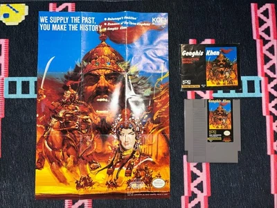 Genghis Khan (Nintendo NES, 1990) [manual/ POSTER/MAP] *AUTHENTIC - Image 1 of 4