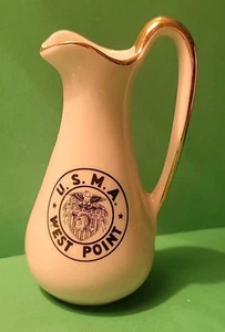Vintage US Military Academy West Point Serving Pitcher Porcelain Gold Trim 5" - Picture 1 of 6