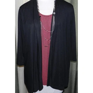 JMS size 2X layered pull over top black / red stretch blend plus size womens - Picture 1 of 6