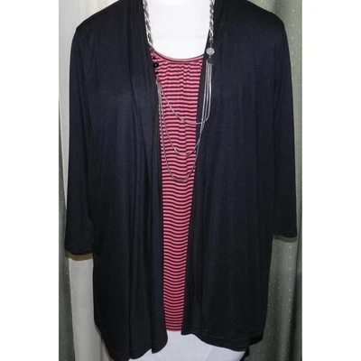 JMS size 2X layered pull over top black / red stretch blend plus size womens - Image 1 of 4