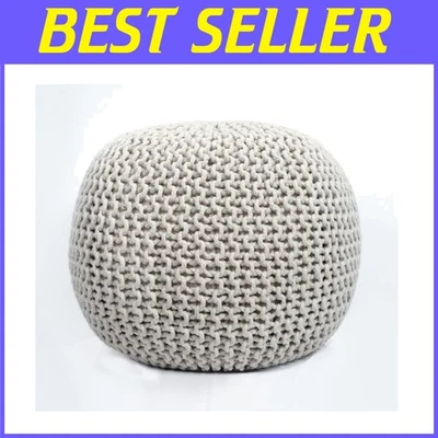 Puf de algodón tejido a mano - Taburete de pie para sala de estar Foto 1 de 4