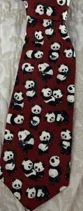 Men’s Tie 100% Silk Bob and Chris  Panda  Men's Tie Preowned - Picture 1 of 3