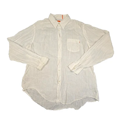 Hugo Boss Shirt Mens XLARGE White Long Sleeve Button Up collared Linen Size XL - Image 1 of 4