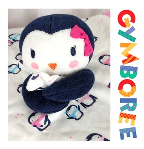 Manta de seguridad Gymboree Penguin rosa blanco azul negro bebé niña Lovey - Imagen 1 de 4