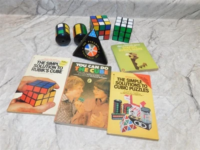 Vintage Rubik's Cubes, Pyramid, Cylinder Barrel Slide Games & Book Collection - Image 1 of 4