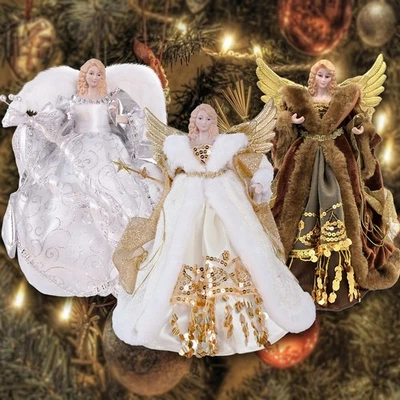 12" Christmas Tree Topper Angel Fairy Festive Xmas Tree Top Ornament Decoration - Image 1 of 4