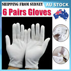 6 Pairs White Cotton Gloves Costume Jewellery Hands Protector Handling Work  Au 