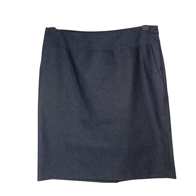 Falda recta Merona para mujer forrada bolsillos cremallera lateral hasta la rodilla azul talla 8 Foto 1 de 4