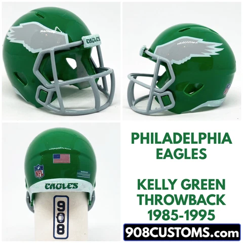 Custom Pocket Pro Helmet NEW NFL Philadelphia Eagles Kelly Green Throwback 1985 Cover