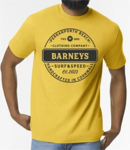 Mens surfing t shirt Surf Surfers Round Bar Logo Barneys perranporth cornwall 58 - Picture 1 of 16