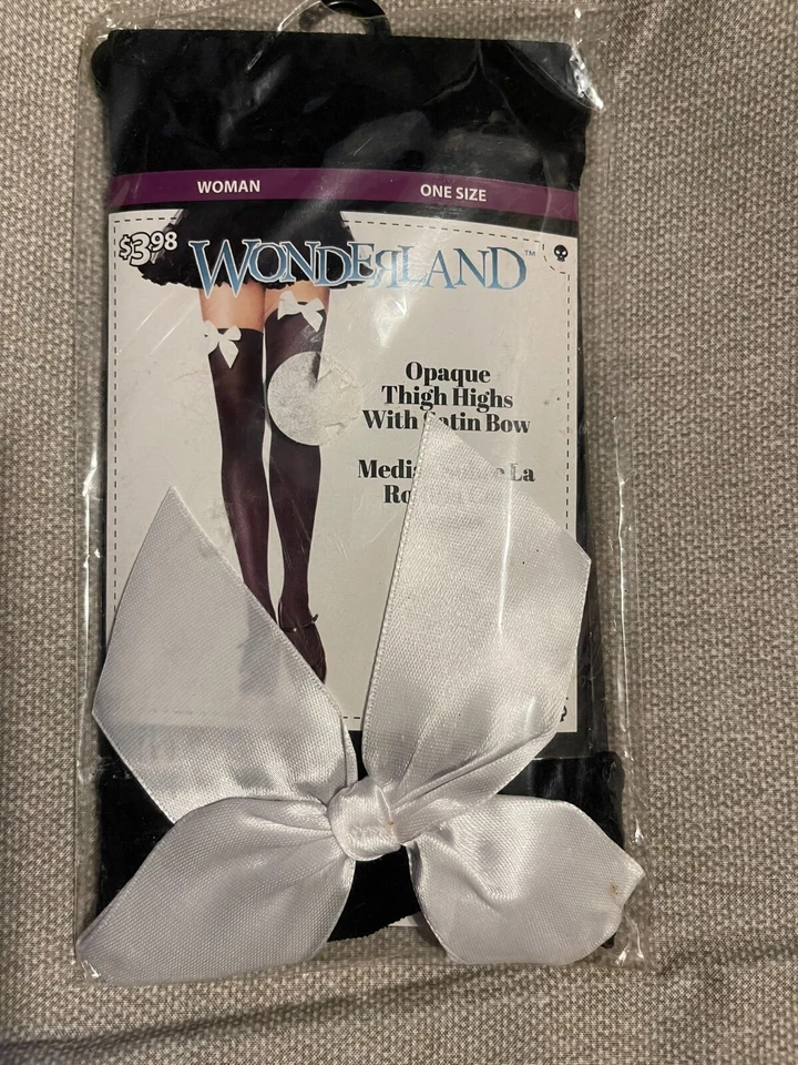 Wonderland™ Costumes OPAQUE THIGH HIGHS with Satin Bow (1 Size Woman) - NIP - Image 1 of 1