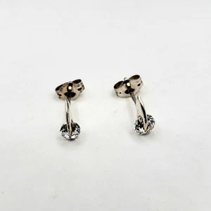 Pretty Sterling Silver Stud Earrings. White Stones- Colour Flashes. Hallmarked. - Picture 1 of 6