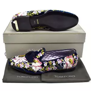 NWT $13,470 TOM FORD Hand Embroidered Velvet Tassel Loafers Slippers 9 AUTHENTIC - Picture 1 of 20