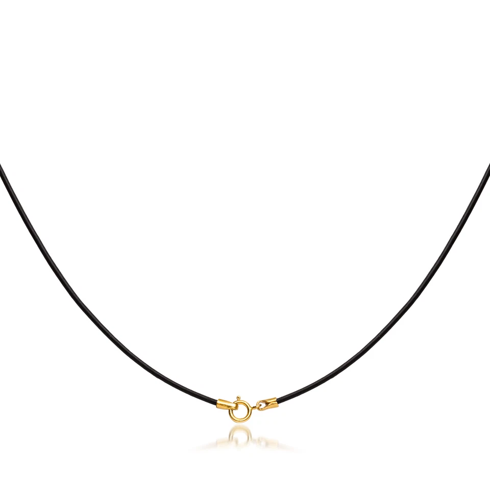 1 мм черный кожаный ожерелье ошейник с золотой застежкой 14» - 36 дюймов NYC - Изображение 1 из 1