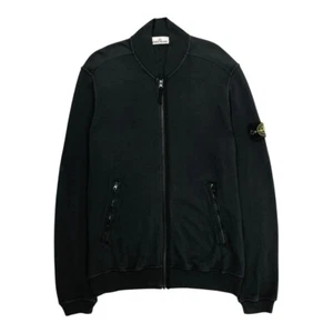 Stone Island Knit Bomber Jacket Black Zip Up Jumper Cotton Size XL - Picture 1 of 6