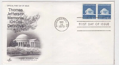 TurtlesTradingPost- Thomas Jefferson Memorial Coil Pr 1973 FDC #1520 - Artcraft - Image 1 of 2