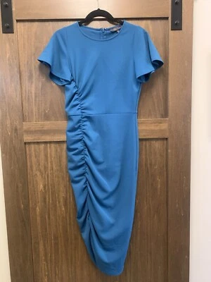Vestido Vaina Rachel Roy Mujer Pippa Acanalado Midi Azul Teal Talla Pequeña Foto 1 de 4