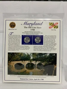 2000 Maryland BU P&D Postal Commemorative Society Statehood Quarters & Stamps - Picture 1 of 2