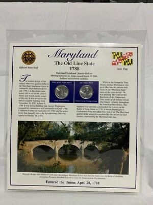 2000 Maryland BU P&D Postal Commemorative Society Statehood Quarters & Stamps - Image 1 of 2