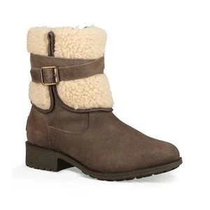 UGG Blayre III Boot Short Angle Boot Brown Suede Leather Sheepskin | Women's Siz - Picture 1 of 11