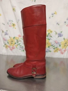 Vero Cuoio ROJO Botas de Cuero Hasta la Rodilla Tacón Bajo Montar Talla 37 Talla 6.5-7 - Imagen 1 de 18
