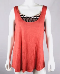 Ultra Flirt Women's Tank Top Bralette Size XL Coral Chevron Pattern 2 Piece Set - Picture 1 of 9