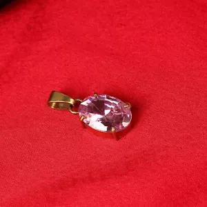 3.25 Ct.White Zircon Pendant Neelam Stone Gold Plated Locket for Men and Women - Picture 1 of 4