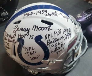 NICE Autographed Colts Lenny Moore Full Size Rep Helmet JSA COA 16 Inscriptions - Picture 1 of 7
