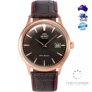 Orient Bambino Black Rose Gold TAC08001T0 Leather Mens Automatic Watch - Foto 1 di 5