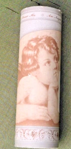 Vintage Guardian Angel Cherub Pre-pasted Wallpaper Border Roll 4 Yards 5" Wide - Picture 1 of 5