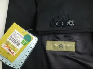 Luciano Barbera Blazer 54R/44R New Italy Solid Black Suit Jacket - Picture 1 of 4