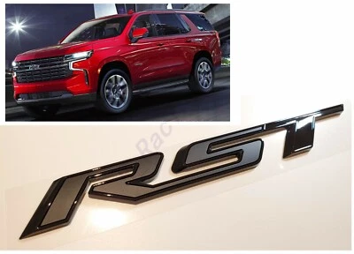 1 peça tampa traseira preta/preta brilhante emblema RST ajuste 2019-2023 Chevrolet Tahoe Suburban - Imagem 1 de 4